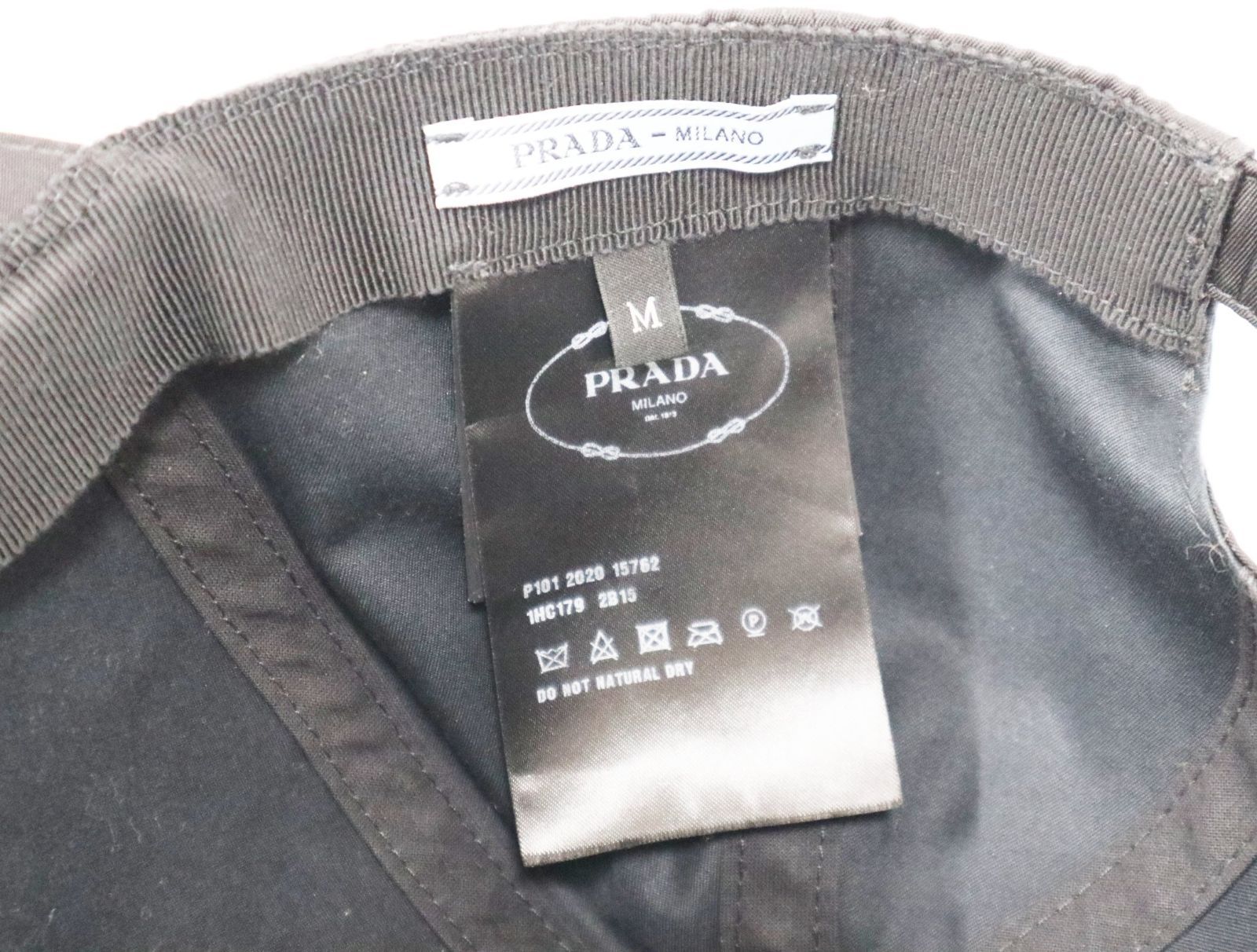 プラダ PRADA ベースボールキャップ ナイロン ブラック ロゴ サイズM  