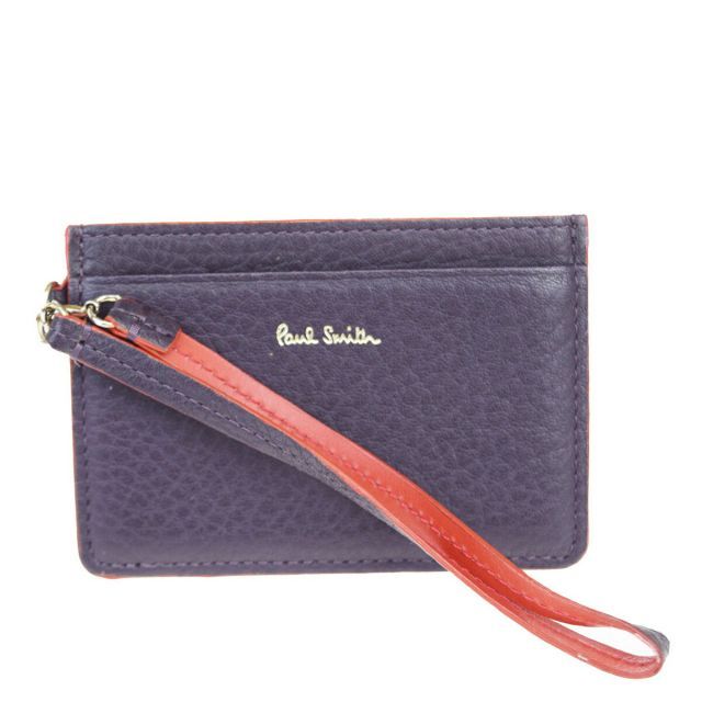 【中古】 ポール・スミス(Paul Smith) レザー 定期入れ パープル，レッド 06FB196