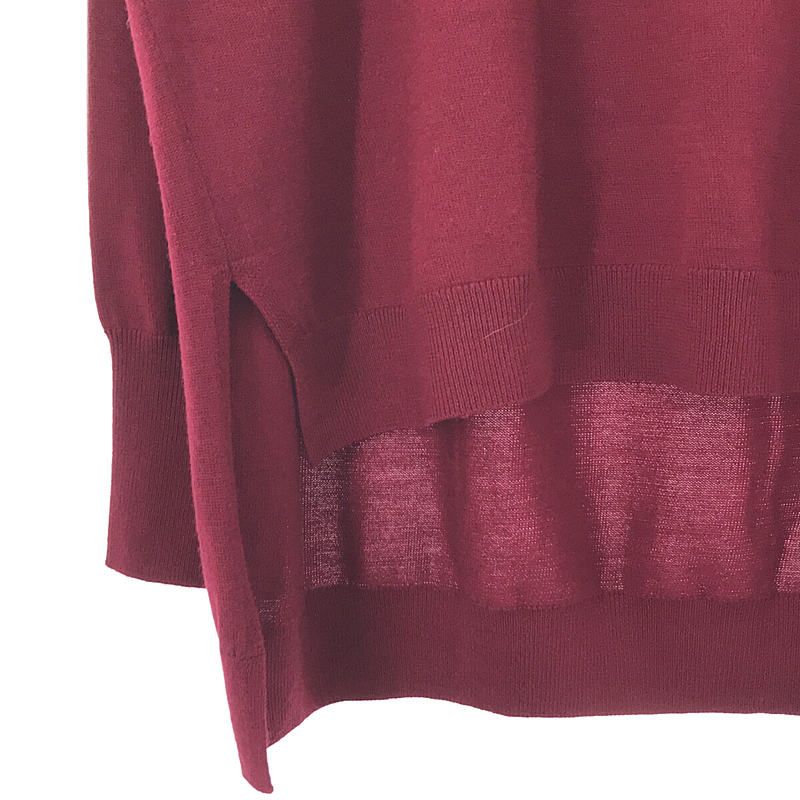【美品】  L&#39;Appartement / アパルトモン | 2021AW HELLO BONJOUR! SIDE SLIT KNIT サイドスリット クルーネック プルオーバー ニット セーター | F | ボルドー | レディース 美品】 L'Appartement / アパルトモン | 2021AW HELLO BONJOUR