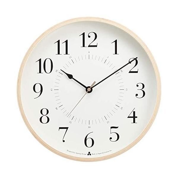 美品 レムノス カンパーニュ 掛け時計 電波時計 ナチュラル 木目