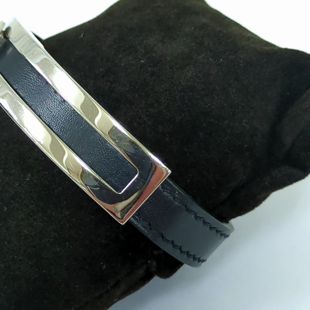 エルメス プスプス レザー ブレスレット バングル ブラック
