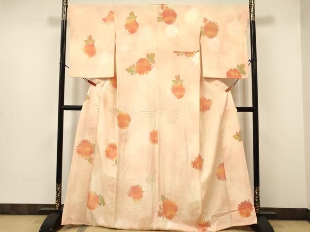 平和屋着物□上質な小紋 地紋起こし 草花文 暈し染め 正絹 逸品