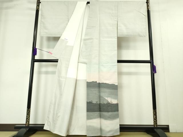 平和屋本店□極上 真綿手引紬 よねざわ新田 訪問着 手織 大正池 証紙  