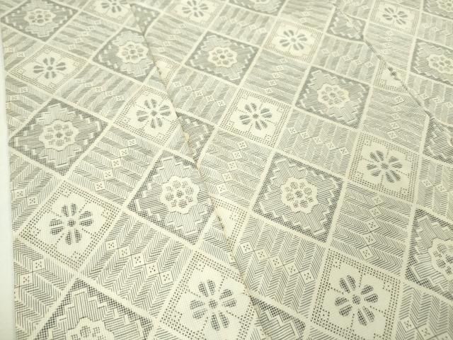 平和屋本店□希少 本場大島紬 龍郷絣 白大島 大林新治作 菱文 証紙付き  