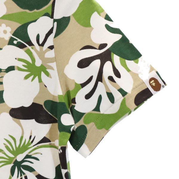 A Bathing Ape　シャツワンピース　ベルト　総柄　グリーン　XS A BATHING APE - A Bathing Ape シャツワンピース ベルト 総柄