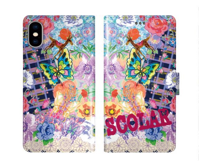 [iPhone14 Plus] iPhone16 ケース スカラー スマホケース 手帳型 iPhone16 Pro ケース アイフォン16 15 14 13 12 11 スマホカバー 全機種対応 手帳 ScoLar リンゴ チョウ シカ メルヘン 手書き風 ダ