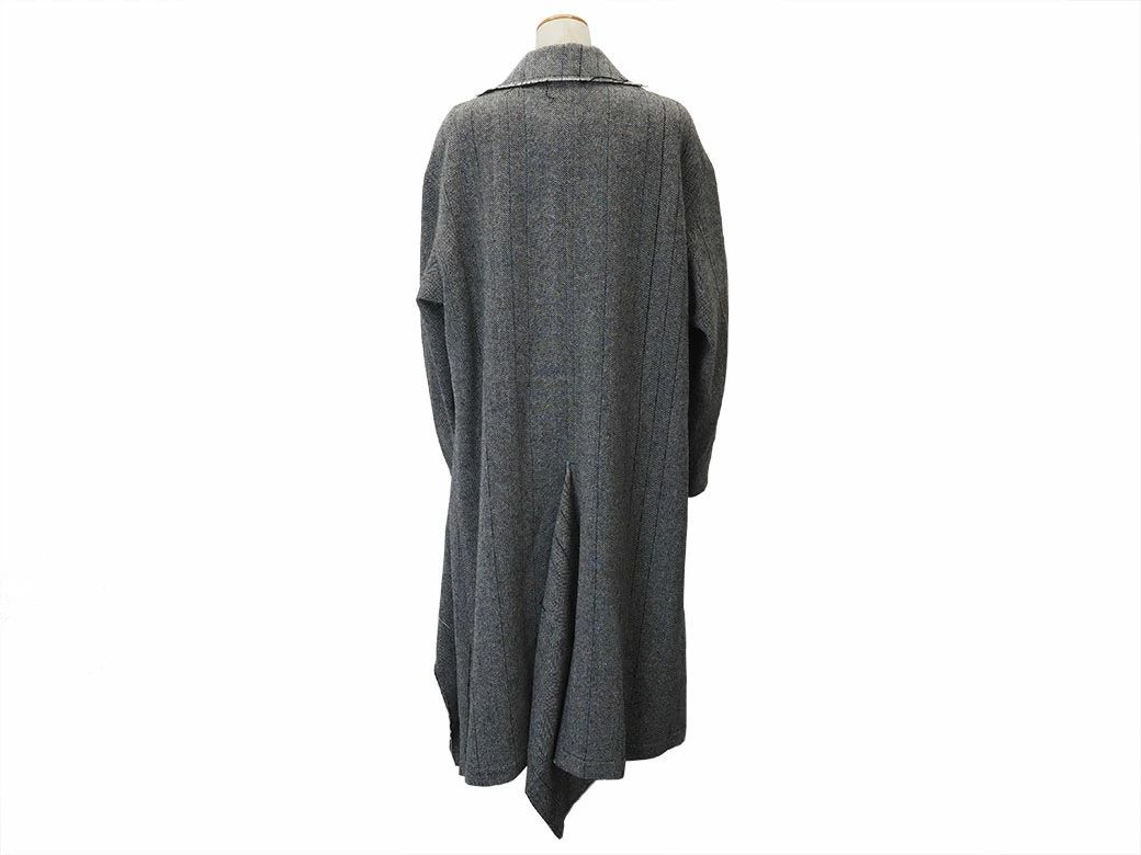 Y's ワイズ 11AW ウールコート ヘリンボーン カットオフデザイン Y´s ワイズ 11AW ウールコート ヘリンボーン カットオフデザイン