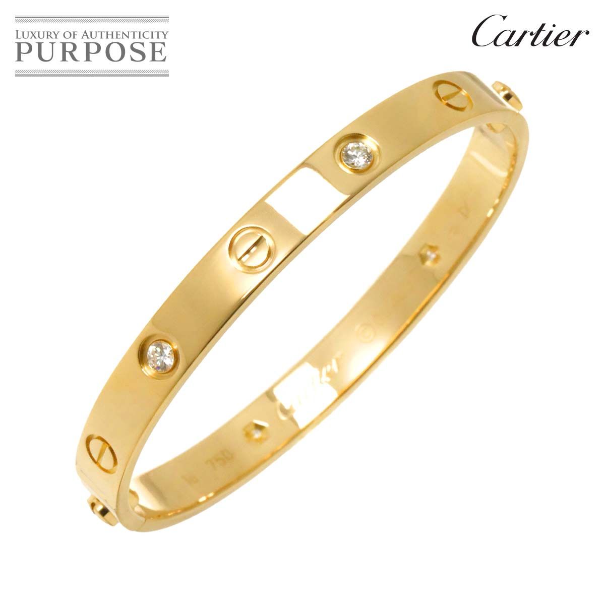 カルティエ Cartier ラブ ブレス ハーフ ダイヤ #16 K18 YG イエロー