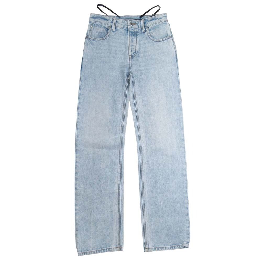 alexanderwang アレキサンダーワン ウォッシュデニム ストレート ジーンズ パンツ ロゴ ビキニストラップ 24 インディゴ レディース 古着