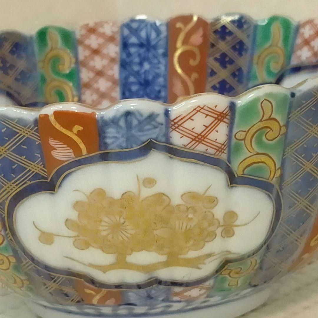 大聖寺伊万里 菊形色絵染錦 向付 古伊万里 骨董 角福 金襴手