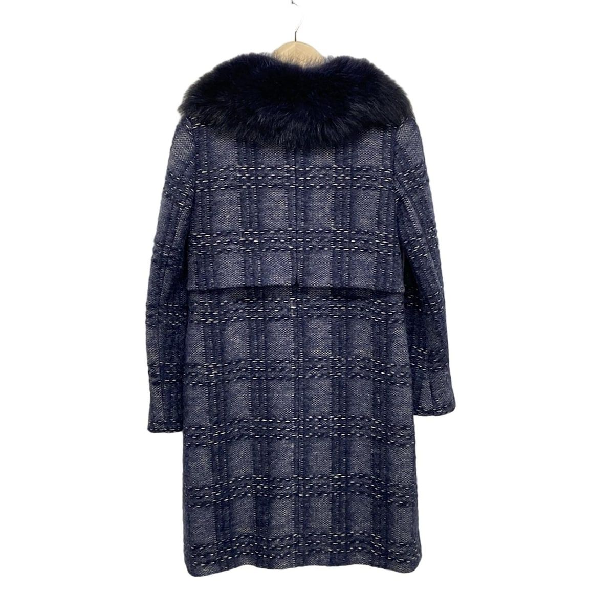 Tory Burch ネイビー ツイード ロングコート Tory Burch ネイビー ツイード ロングコート