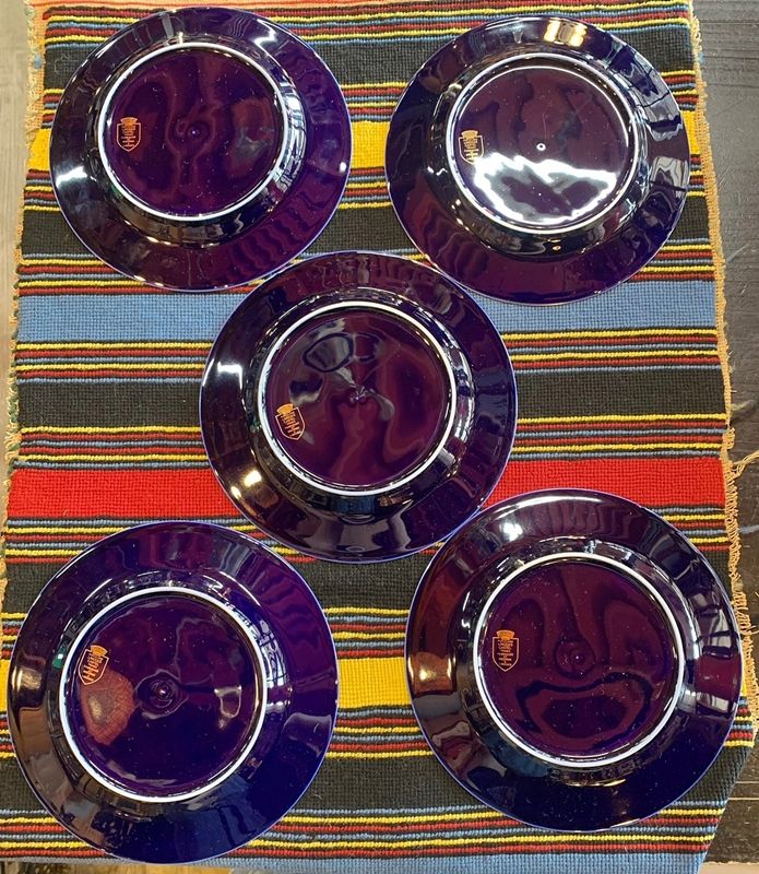  LIMOGES プレート　5枚セット リモージュ 皿 プレート 5枚 LIMOGES CASTEL ケーキ皿 金彩 コバルト