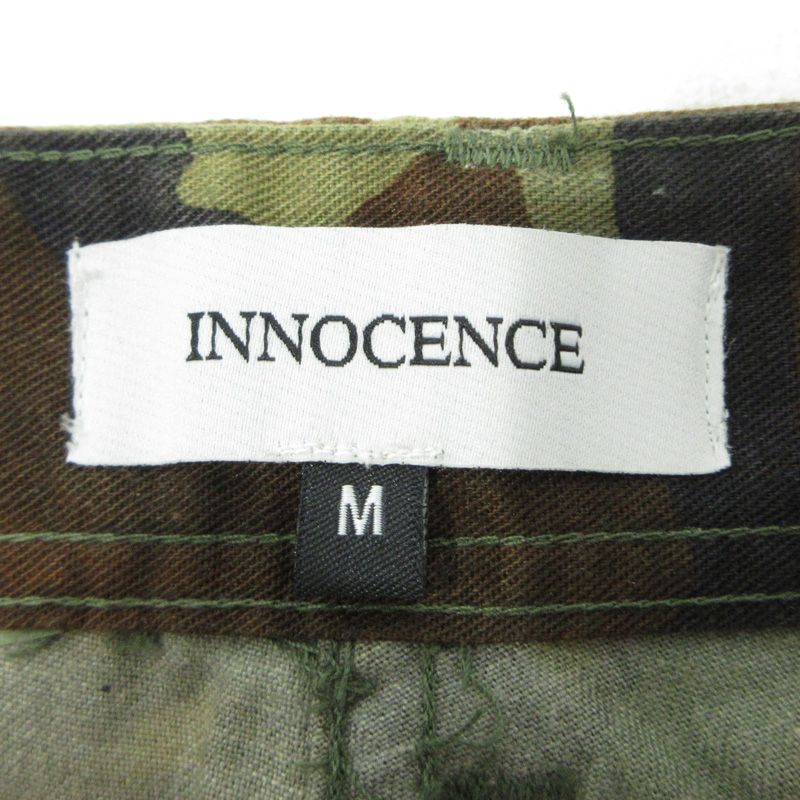 三重本店 INNOCENCE NYC イノセンスニューヨーク DAMAGE CAMO PANTS ダメージカモパンツ ミリタリーパンツ 加工カットオフカーゴパンツ カーキグリーン カモ マルチ サイズ M 107 KIN-KAAI_COM