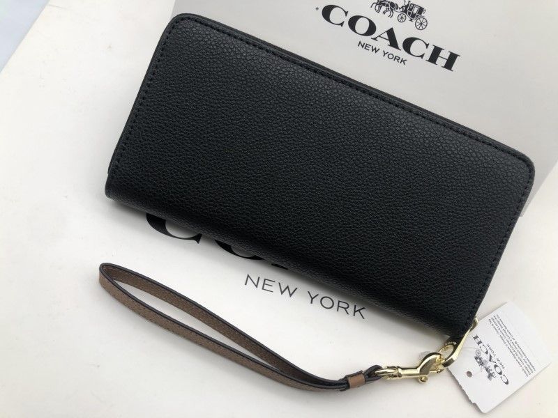 コーチ COACH 長財布 財布 ロング ジップ ストラップ付き ブラック