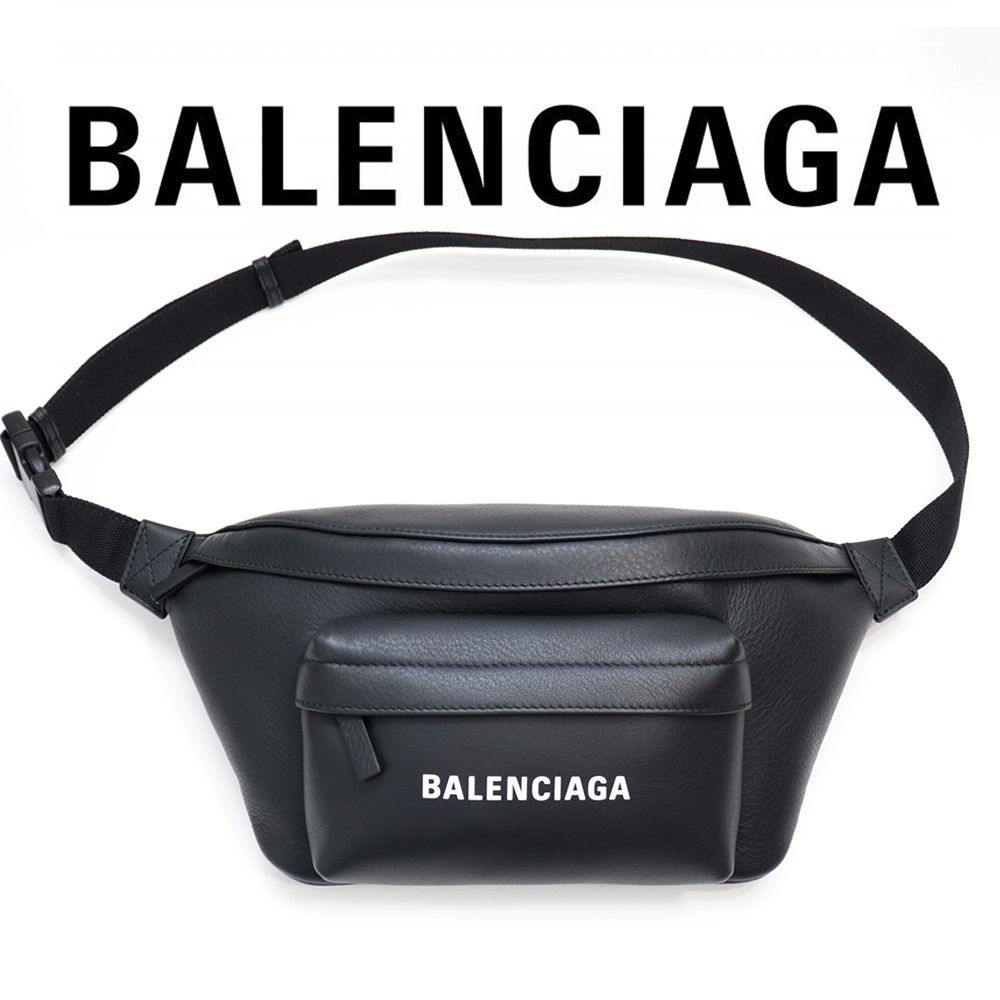 バレンシアガ バッグ EVERYDAY BELTPACK SMOOTH CARF LOGO 552375 DLQ4N 1000 エブリデイ ベルトバッグ スムースカーフ ブラック ロゴ ボディバッグ ウエスト