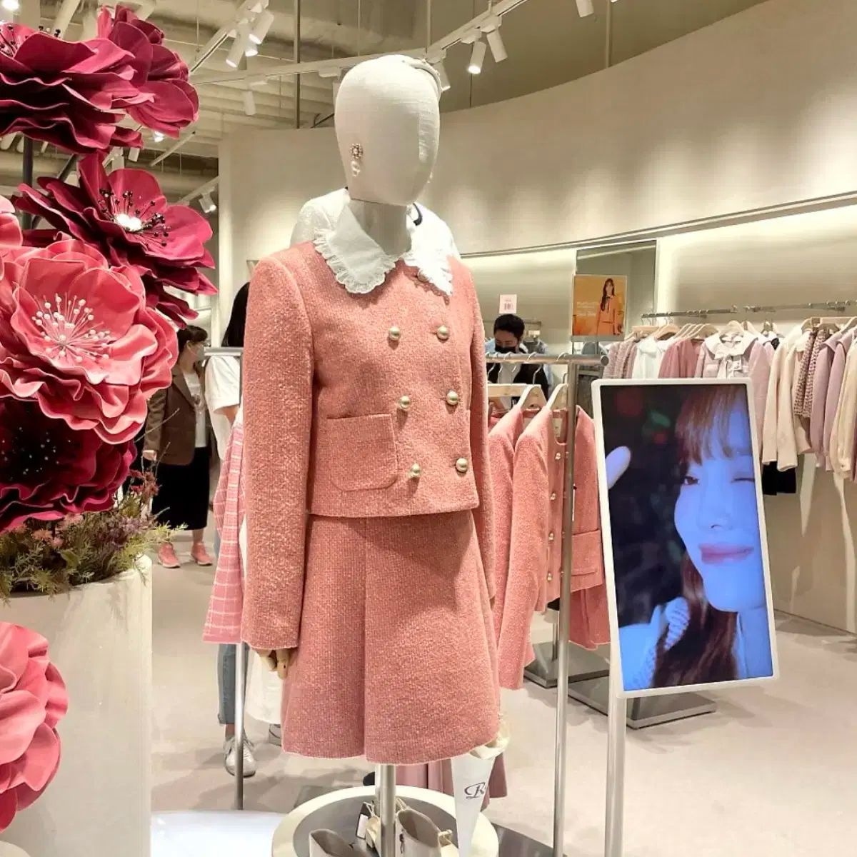 ロエム ピンク ツイード セットアップ ジャケット スカート