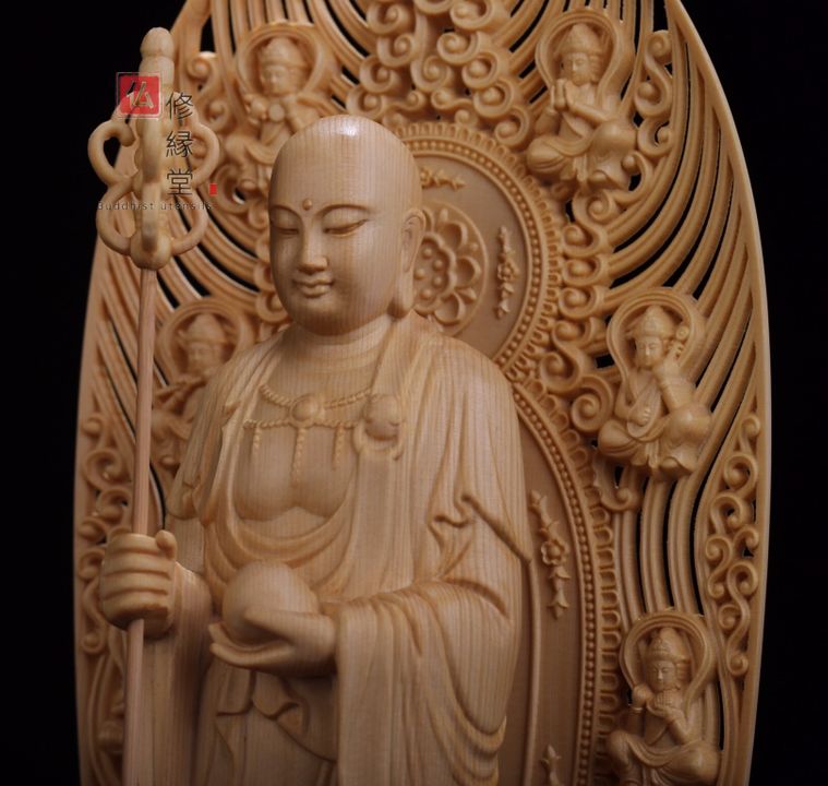 最高級 木彫仏像 地蔵王菩薩座像 彫刻 一刀彫 天然木檜材 仏教工芸 最高級 木彫仏像 地蔵王菩薩座像 彫刻 一刀彫 天然木檜材 仏教工芸