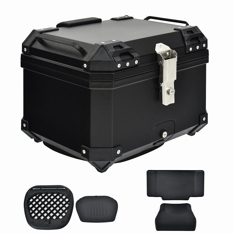 リアボックス バイク用 57L 大容量 防水 防塵 取付ベース付 鍵2本付 簡単脱着 フルフェイス対応 四角 バイクボックス トップケース 高強度A