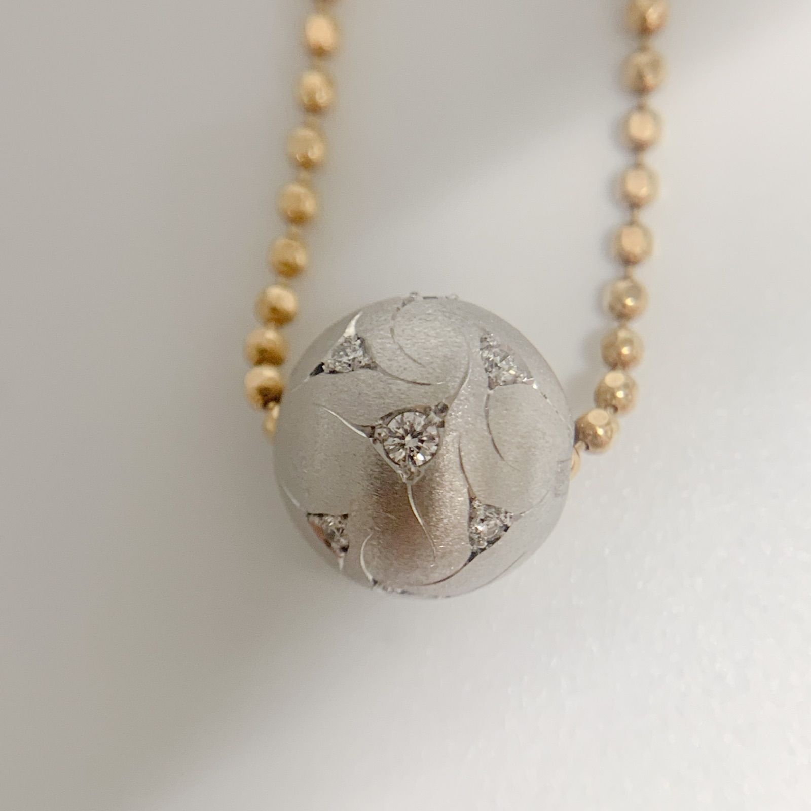 木内賢治 ネックレス ボール ダイヤモンド K18YG Pt900