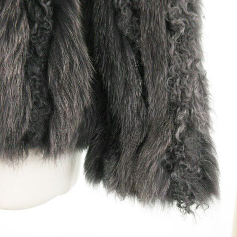 【美品】ムーンバットファー ラム/フォックスファー M〜L ブラック ムーンバット Moon Bat Fur ファーコート ショート丈 ショール
