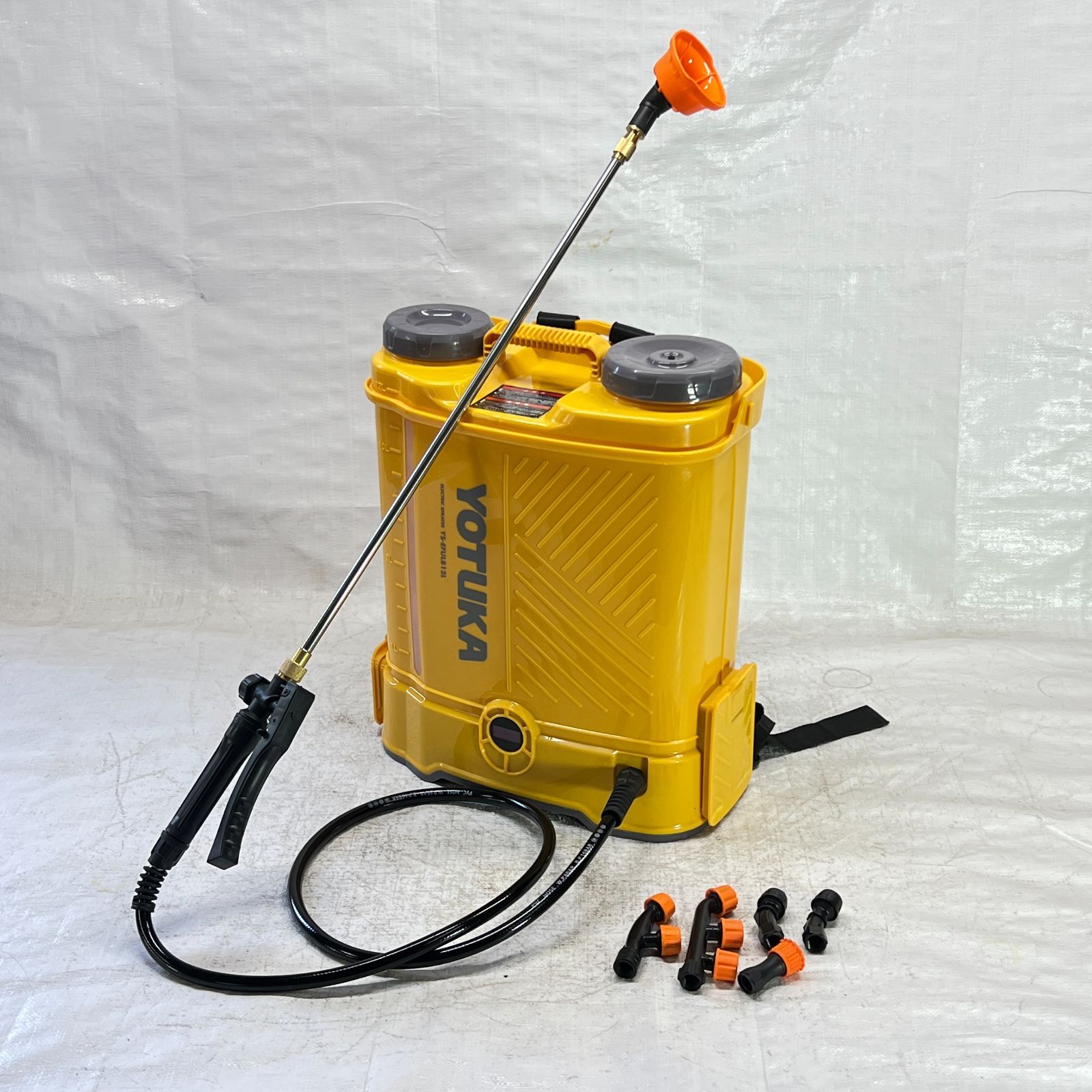 【未使用】【展示品】 電動噴霧器 背負い式 12L バッテリー式 ノズル6種付 かき混ぜ機能付き イエロー YS-EFULB12L 【866】