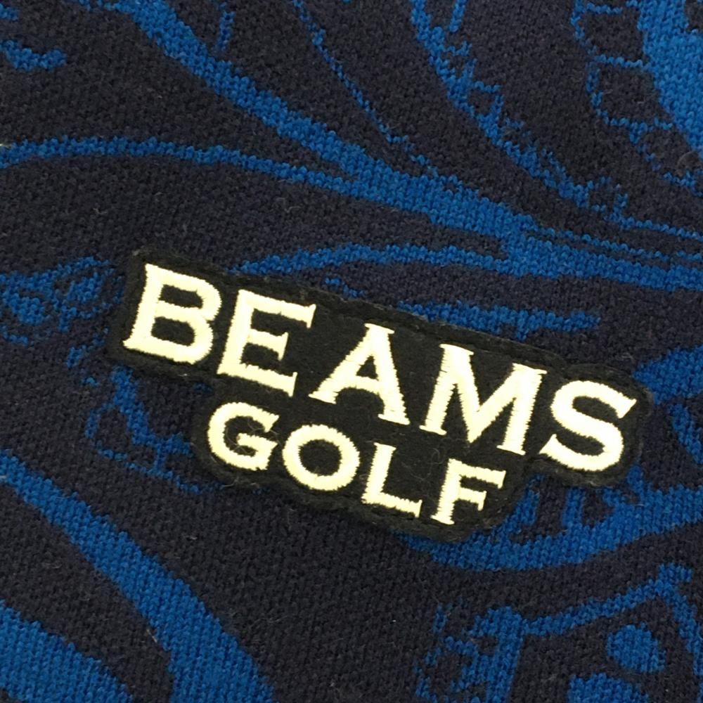 超美品】ビームスゴルフ セーター ブルー×ネイビー 総柄 ニット