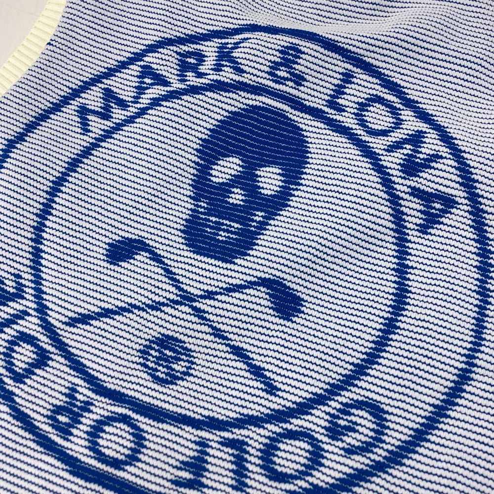 サイズ：44 MARK&LONA マークアンドロナ  ニットベスト 総柄 ブルー系 [240101479591] ゴルフウェア メンズ ストスト サイズ：44 MARK&LONA マークアンドロナ ニットベスト 総柄