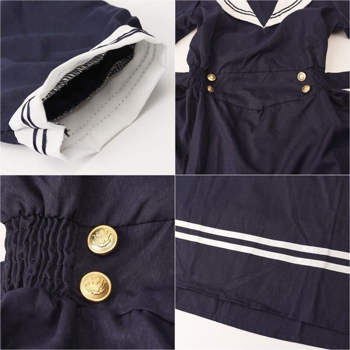 ☆ ネイビー ☆ Lサイズ ☆ セーラー ワンピース 半袖 セーラー服