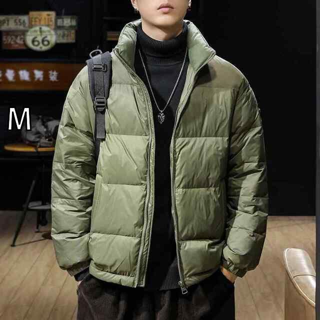 M 秋冬 コーデ メンズ 服 シンプル ファッション オシャレ 大人 かっこいい 大きいサイズ ストリート 紳士服 アメリカン レトロ スタンドカラー ダウン ジャケット ダック 暖かい ライト コットン ジャケット