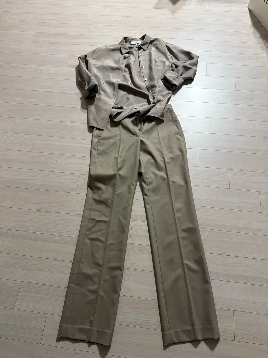 サテン シャツ ワイド パンツ セットアップ Theory セオリー