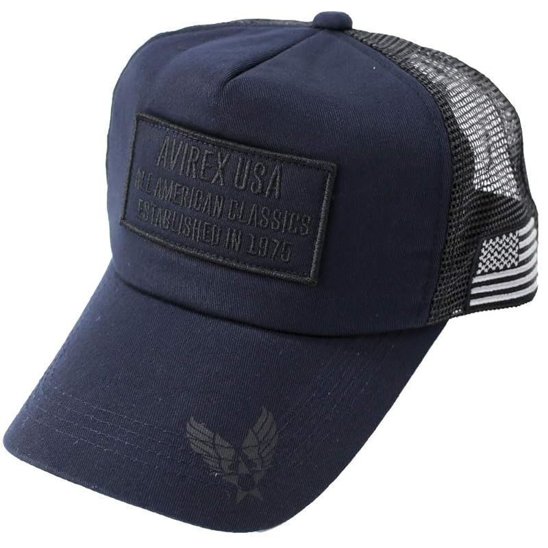 【特価商品】[アヴィレックス] 2サイズ展開 スタンダード ミリタリー メッシュキャップ XL LL 大きいサイズ 帽子 キャップ メンズ ビッグサイズ 夏 (Free Size， USミリタリーパッチネイビー)