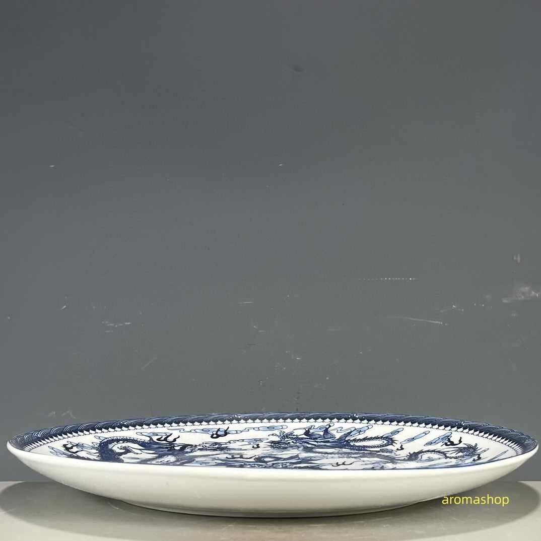 超美品! お皿 観賞皿 青花五竜大賞皿 瑞竜図紋 観賞 装飾 置物