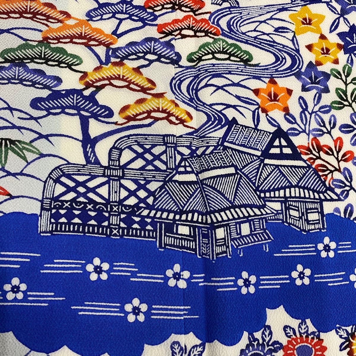 在庫一掃】 訪問着 身丈154cm 裄丈61.5cm S 袷 松竹梅 家屋 染め分け  