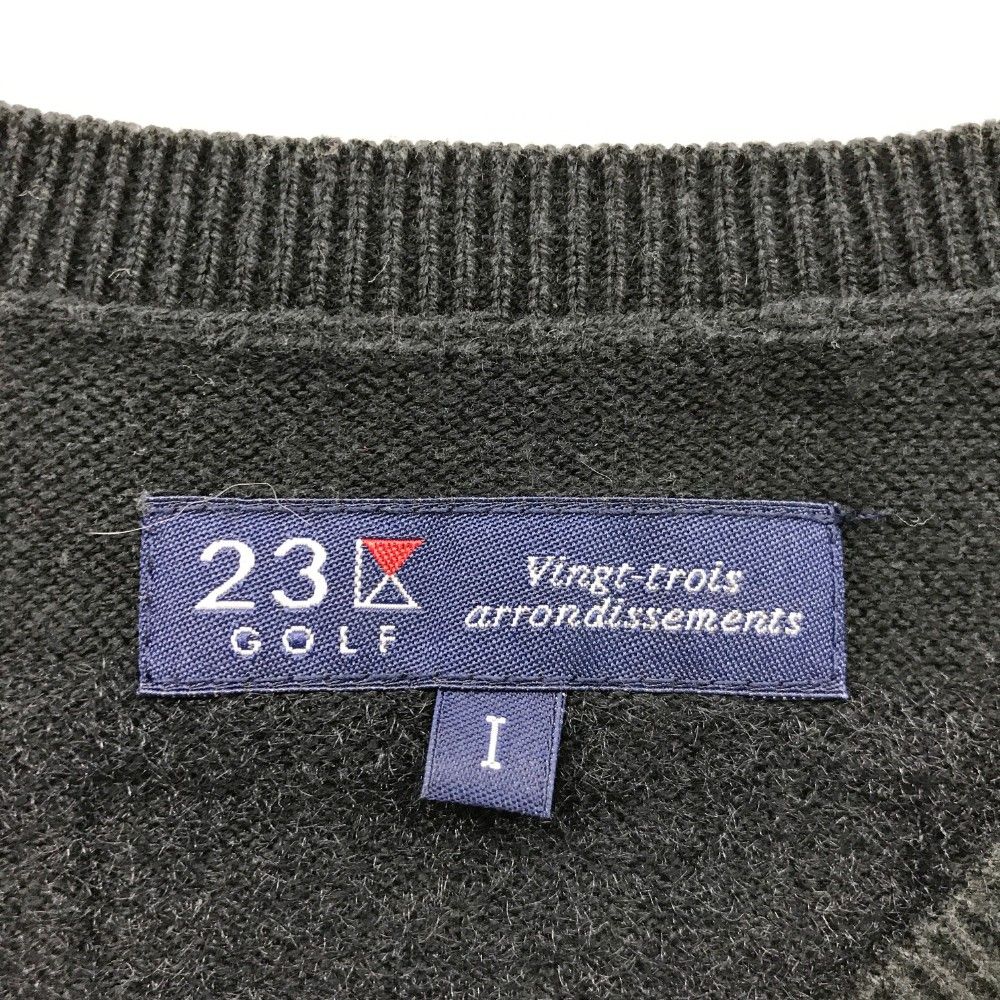 サイズ： 23区GOLF ニジュウサンクゴルフ  Vネック ニットベスト ボーダー柄 グリーン系 [240101450913] ゴルフウェア レディース ストスト サイズ： 23区GOLF ニジュウサンクゴルフ Vネック ニットベスト