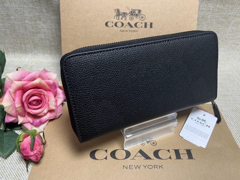 コーチ 財布 COACH 長財布 アコーディオン ジップ ウォレット ペブルド