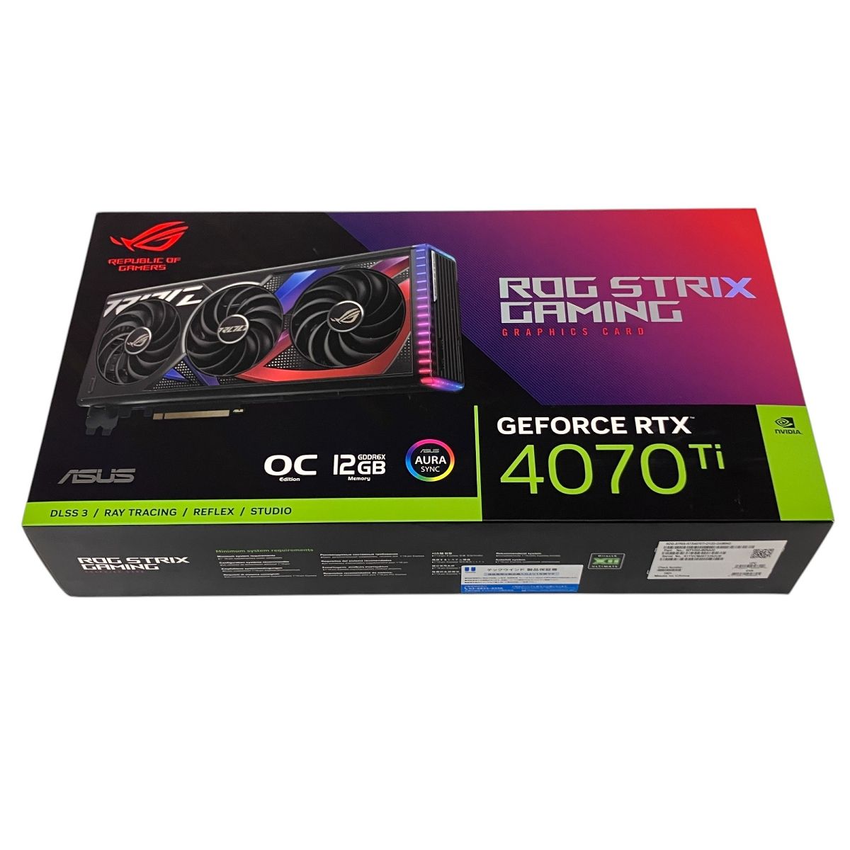 【ジャンク品】 RTX 4070 Ti グラフィックボード ASUS ROG STRIX GAMING GEFORCE RTX 4070Ti グラフィックボード