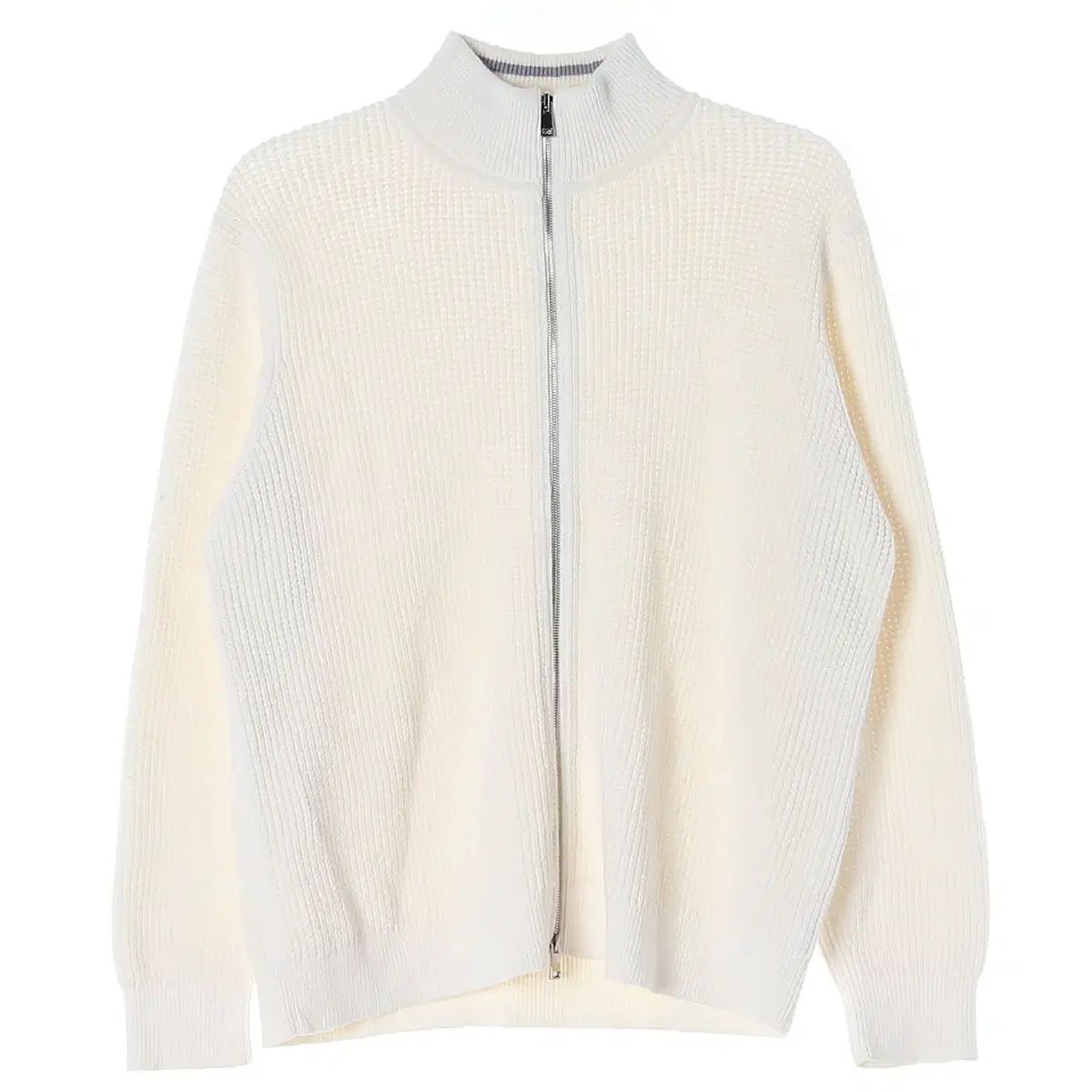 XL Theory セオリー アイボリー ワッフル モクネック ジップアップ カシミア ニット セーター カーディガン ジャケット