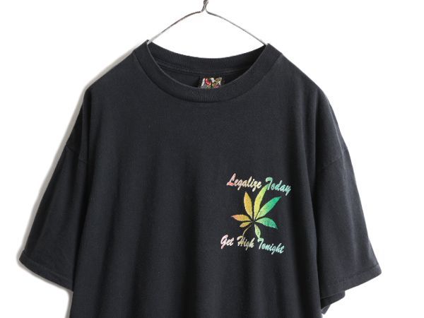 お得なクーポン配布中!】 90s マリファナ 両面 プリント Tシャツ XL 黒