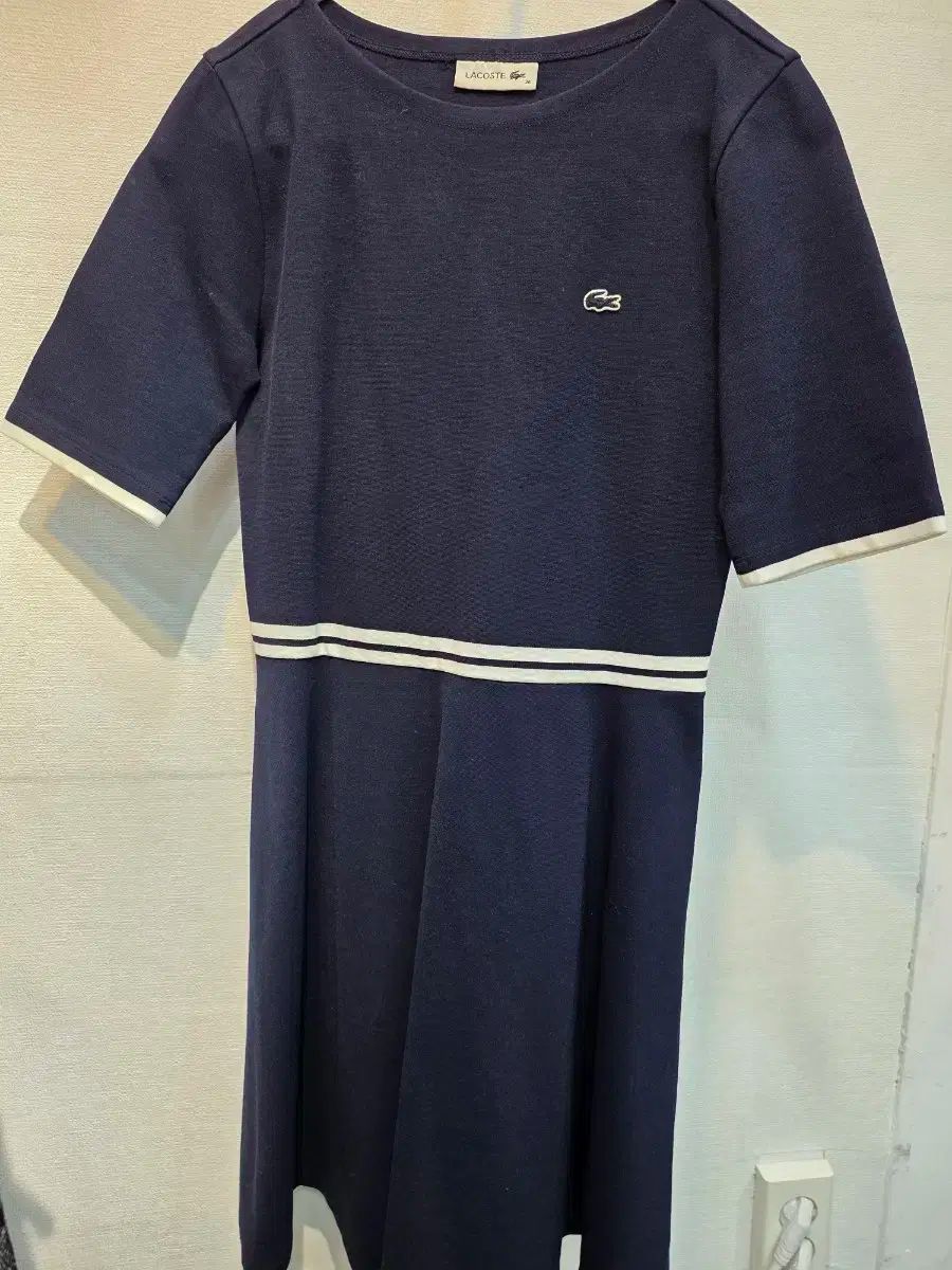 ラコステ ネイビー 半袖 Aライン ONE PIECE 36