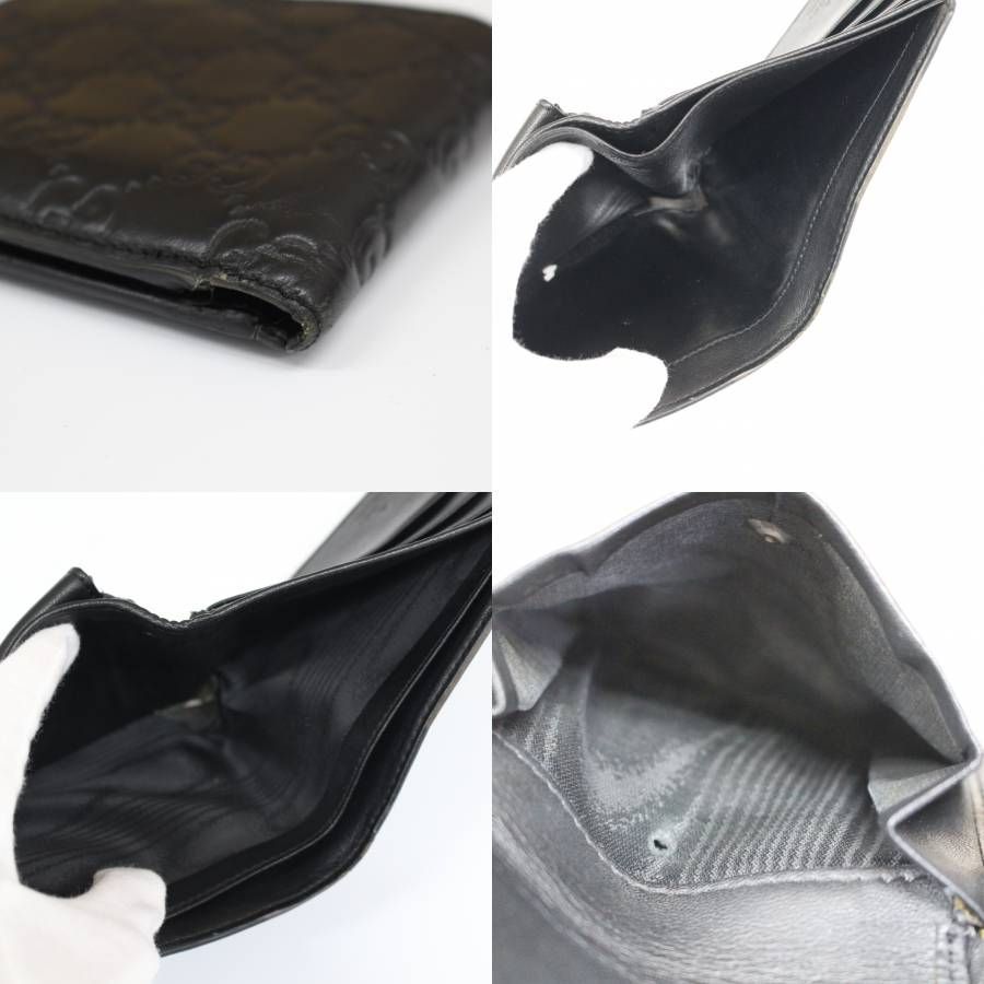 A773】GUCCI 二つ折り財布 グッチシマ ブラック レザー グッチ - メルカリ