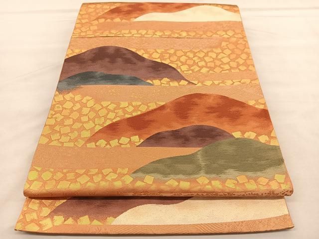 平和屋着物◎六通柄袋帯 唐織 慶長霞連山文 御園 金糸 正絹 逸品