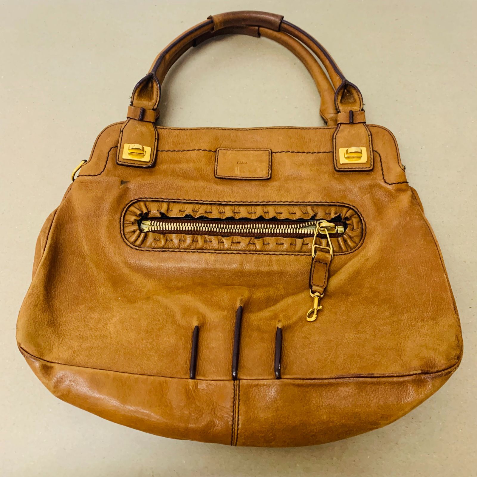 Chloe マーガレット クロエ ハンドバッグ ロゴ レザー ゴールド金具 