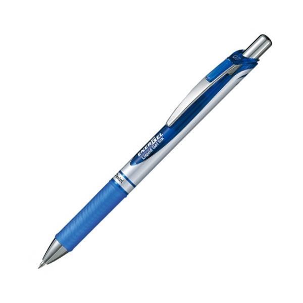 (まとめ) ぺんてる ゲルインクボールペンノック式エナージェル 0.7mm 青 