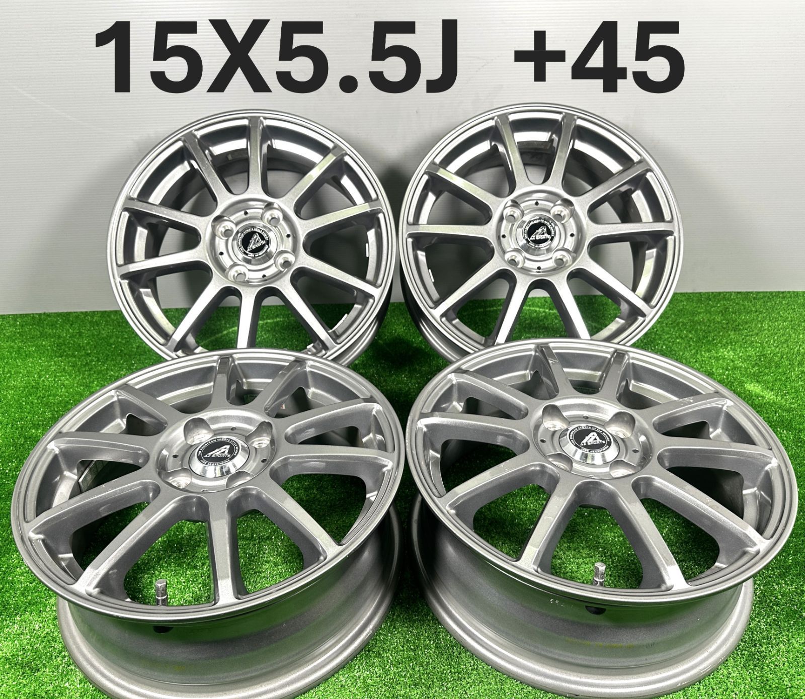 15X5.5J 45 4穴 PCD100 AZSPORTS 4本 アルミホイール TA058