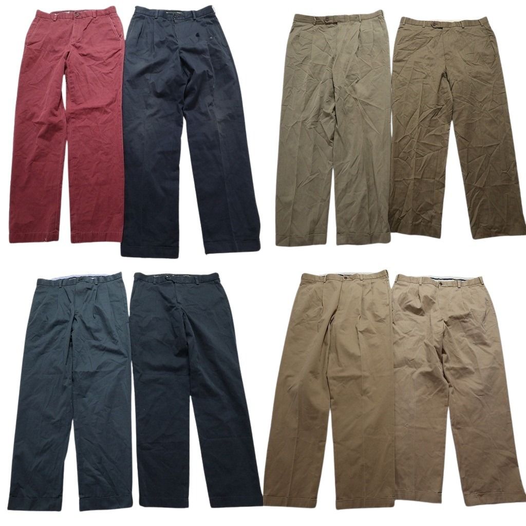 古着卸 ブルックスブラザーズ パンツ 8枚セット メンズ 32 |34 |36 |38 ツータック ネイビー ベージュ 古着 NA2110
