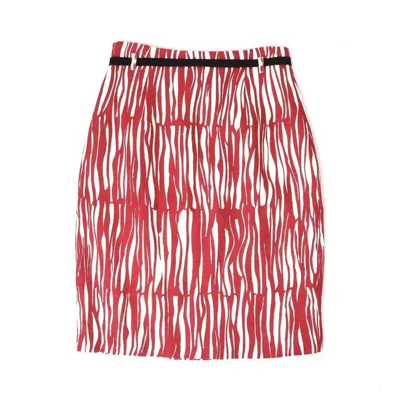 マックスマーラ レッド プリント リネンスカート