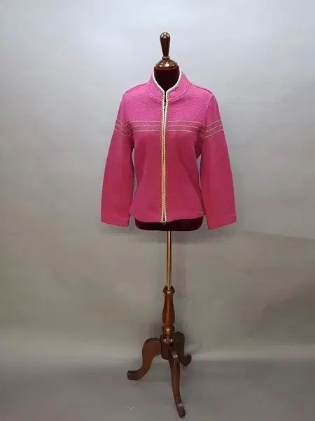 ガイガー ピンク ジップアップ ニット カーディガン
