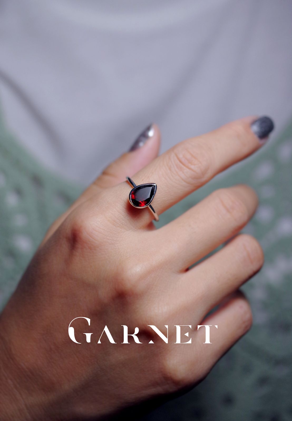 新作☆『Garnet』☆の世界でひとつの天然石リングsv925 + rodium