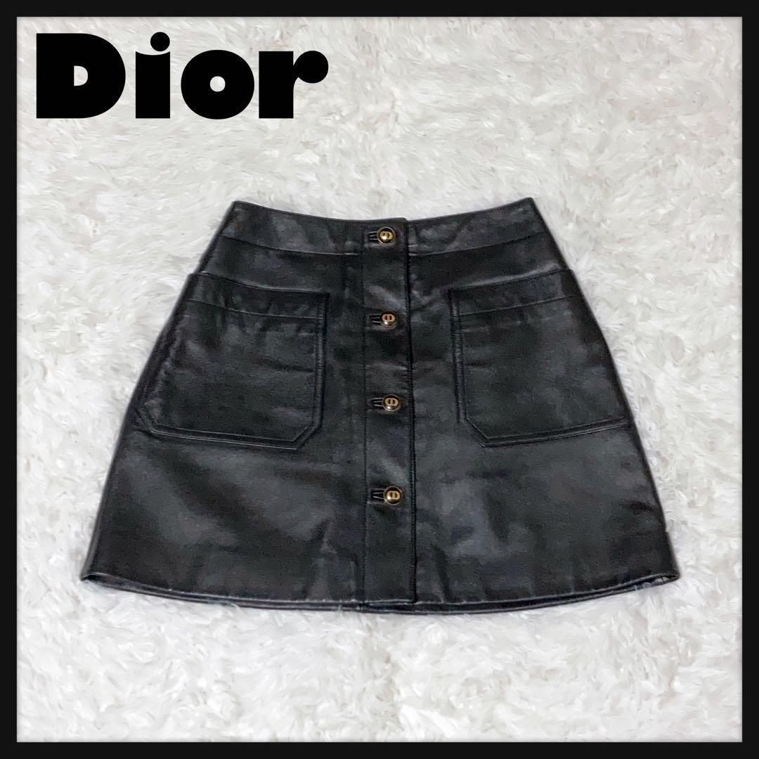 【極美品】DIOR ディオール レザースカート CDボタン 黒 36 極美品】DIOR ディオール レザースカート CDボタン 黒 36 - メルカリ