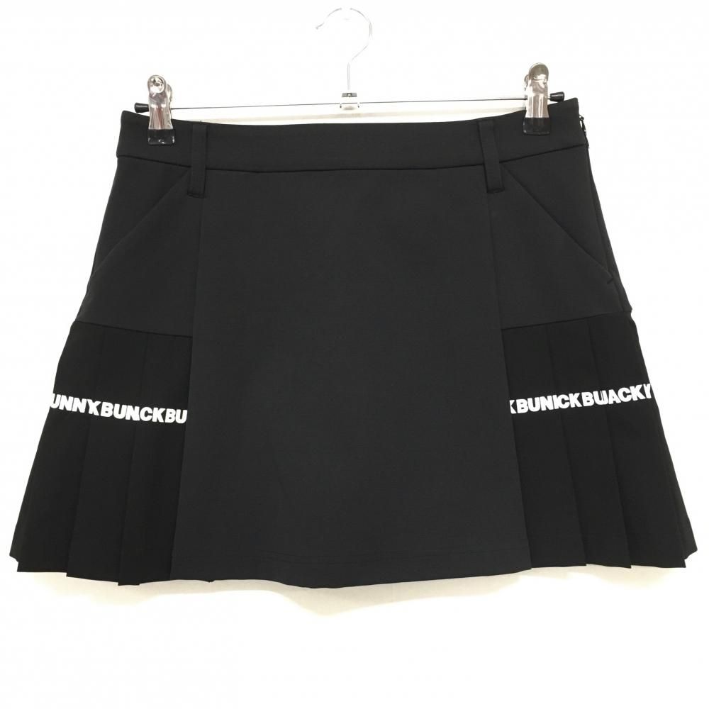【美品】ジャックバニー スカート 黒×白 サイドプリーツ 内側インナーパンツ レディース 1(M) ゴルフウェア Jack Bunny